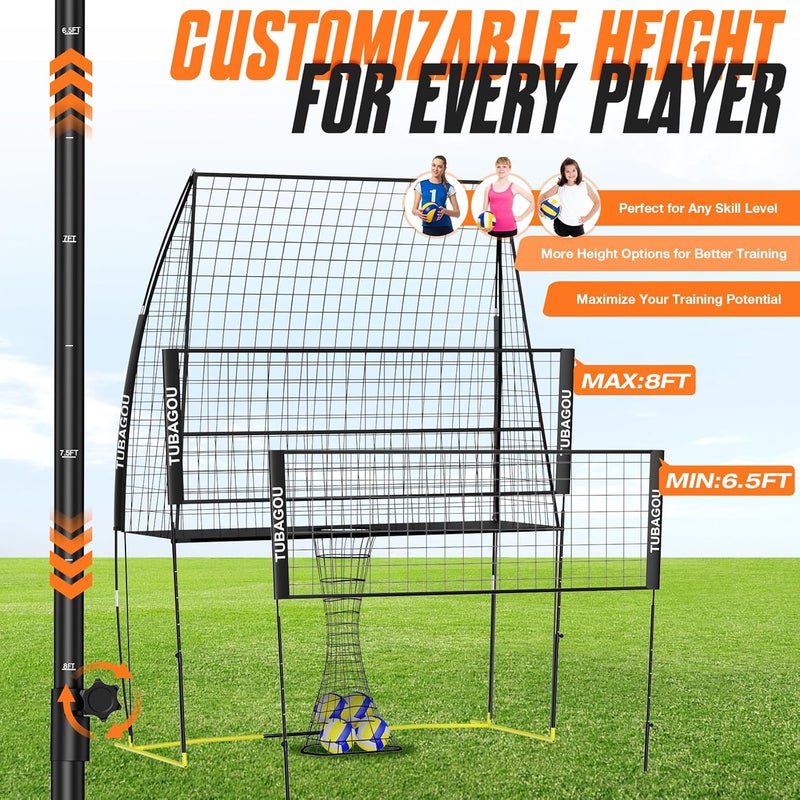 TUBAGOU 2025 Upgraded Volleyball Training Equipment Net Volleyball Spike Trainer for Indoor and Outdoor Volleyball Practice Net Station, Perfect for Team or Solo Training, Home Volleyball Net - Image 2